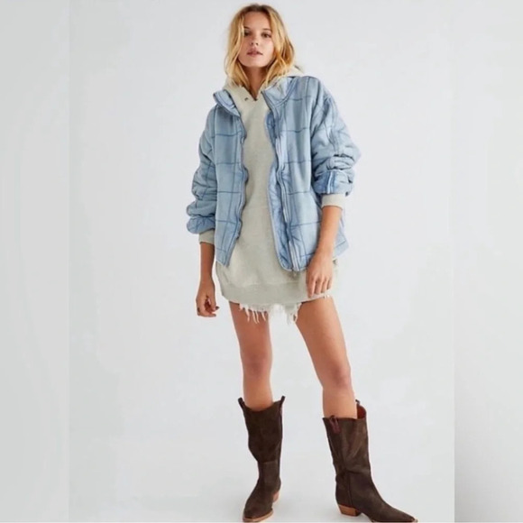 Free People Quilted Dolman Denim Jacket Size S - Picture 1 of 16